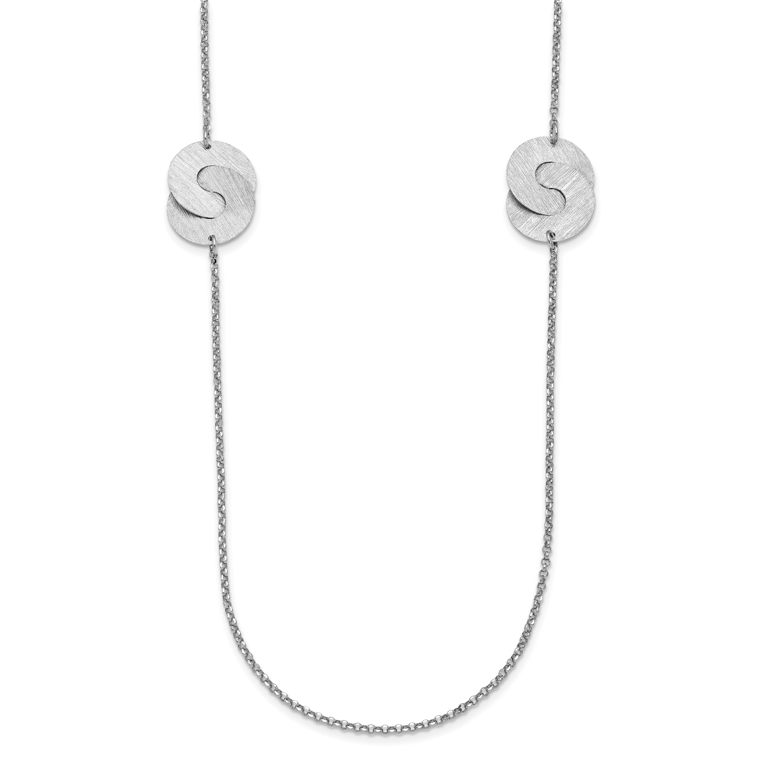 Sterling Silver Rhodium-Rhodium-Plated Etched Circles Necklace Secondary image