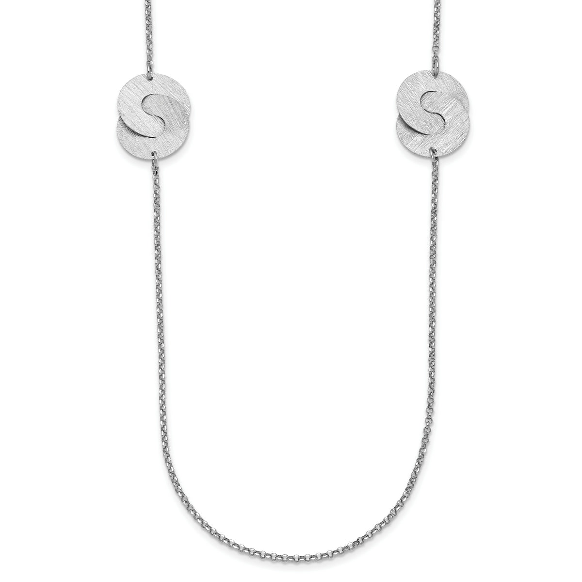 Sterling Silver Rhodium-Rhodium-Plated Etched Circles Necklace