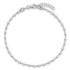 Sterling Silver Rhodium-plated Cube Link 9 inch Plus 1 inch Extender - Total 10 inch Anklet