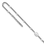 Sterling Silver Rhodium-plated Miraculous Medal 9 inch Plus 1 inch Extender - Total 10 inch Anklet