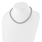 Sterling Silver Rhodium-plated Polished Mesh Woven Necklace