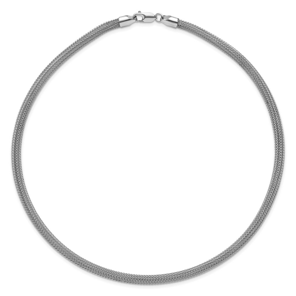 Sterling Silver Rhodium-plated Polished Mesh Woven Necklace