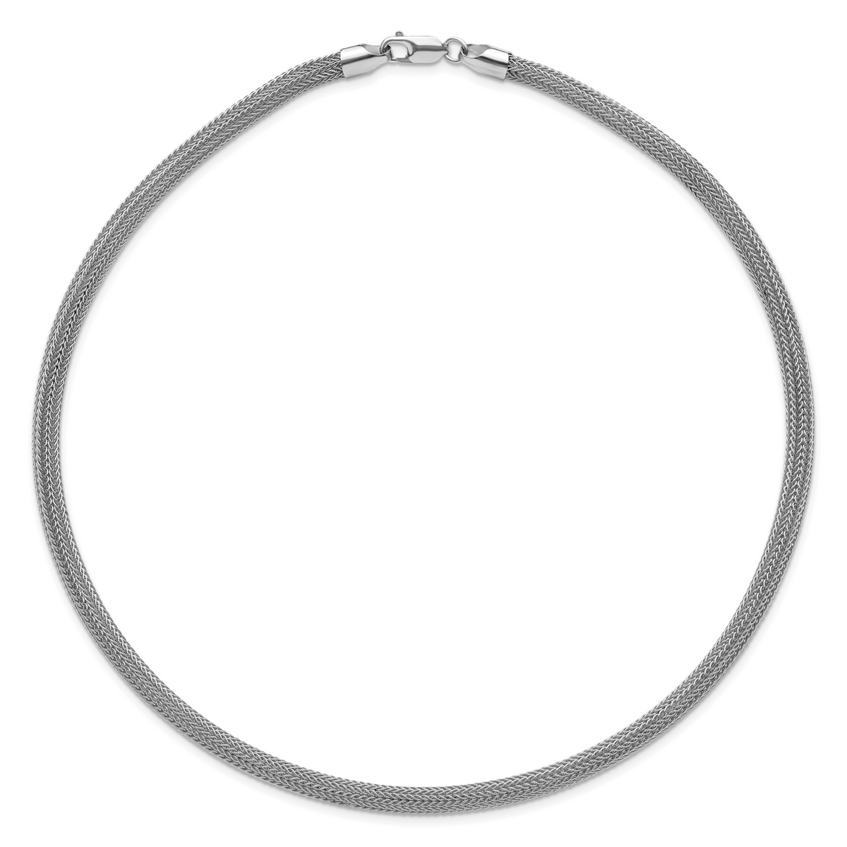 Sterling Silver Rhodium-plated Polished Mesh Woven Necklace
