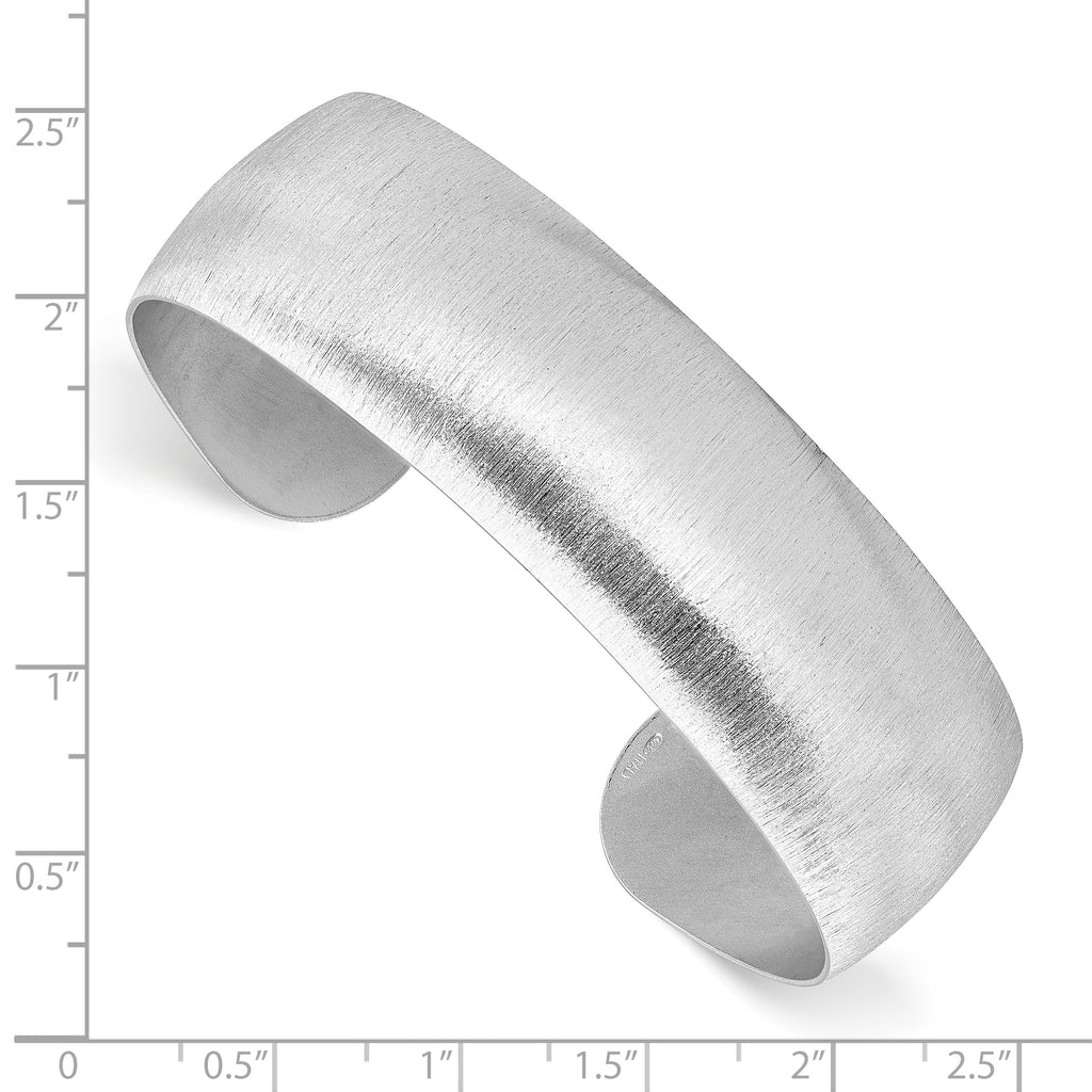 Sterling Silver Rhodium-plated Brushed Cuff Bangle