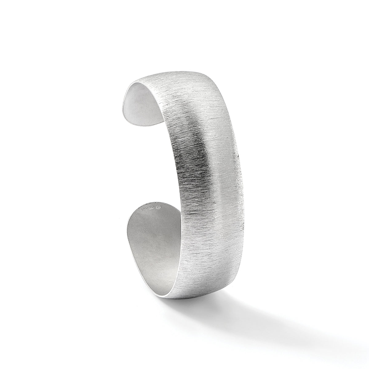 Sterling Silver Rhodium-plated Brushed Cuff Bangle
