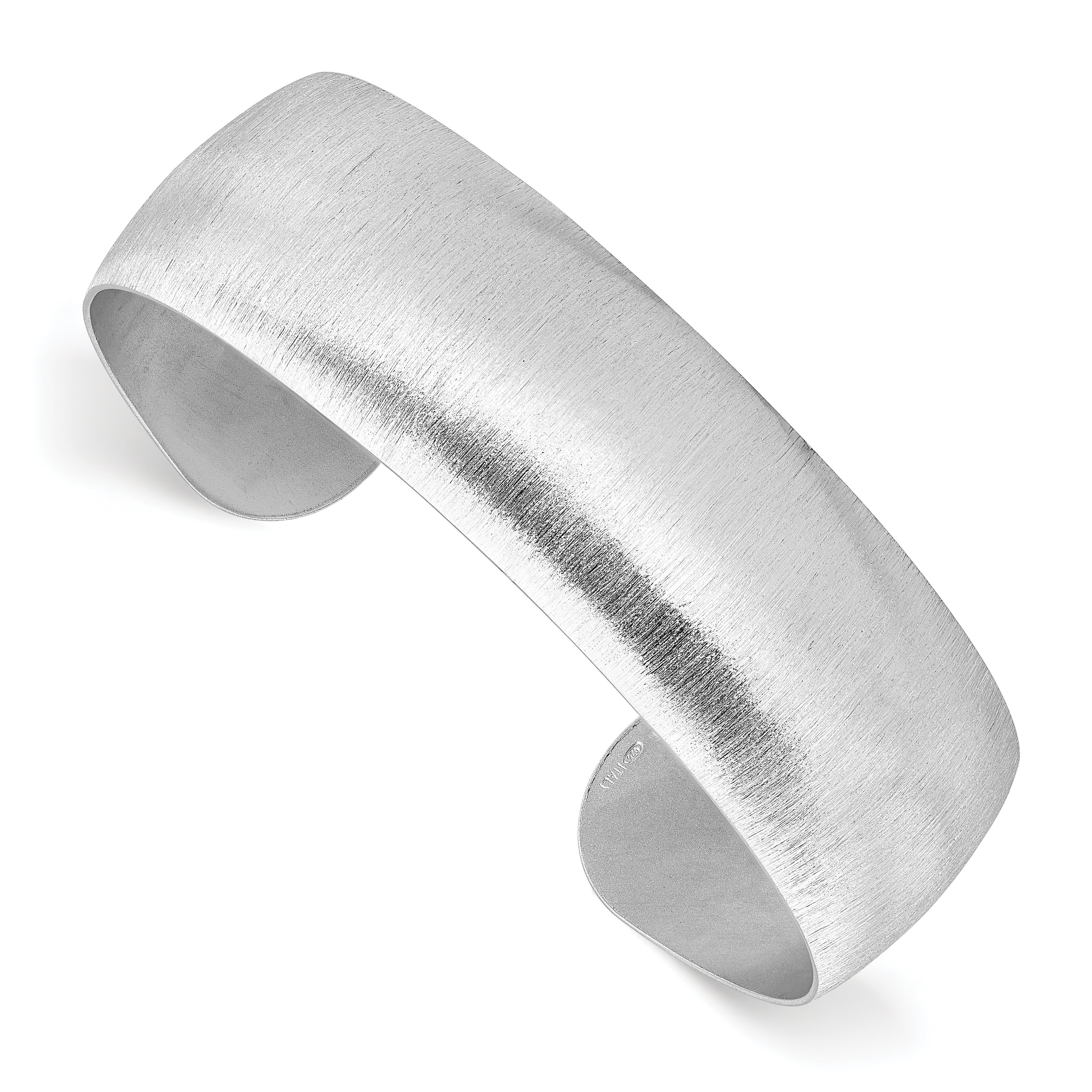 Sterling Silver Rhodium-plated Brushed Cuff Bangle Main image