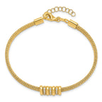 Sterling Silver Gold-tone CZ w/1in Safety Chain Flex Bangle