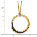 Sterling Silver Gold-tone and Black Enamel  with 2in. ext Necklace