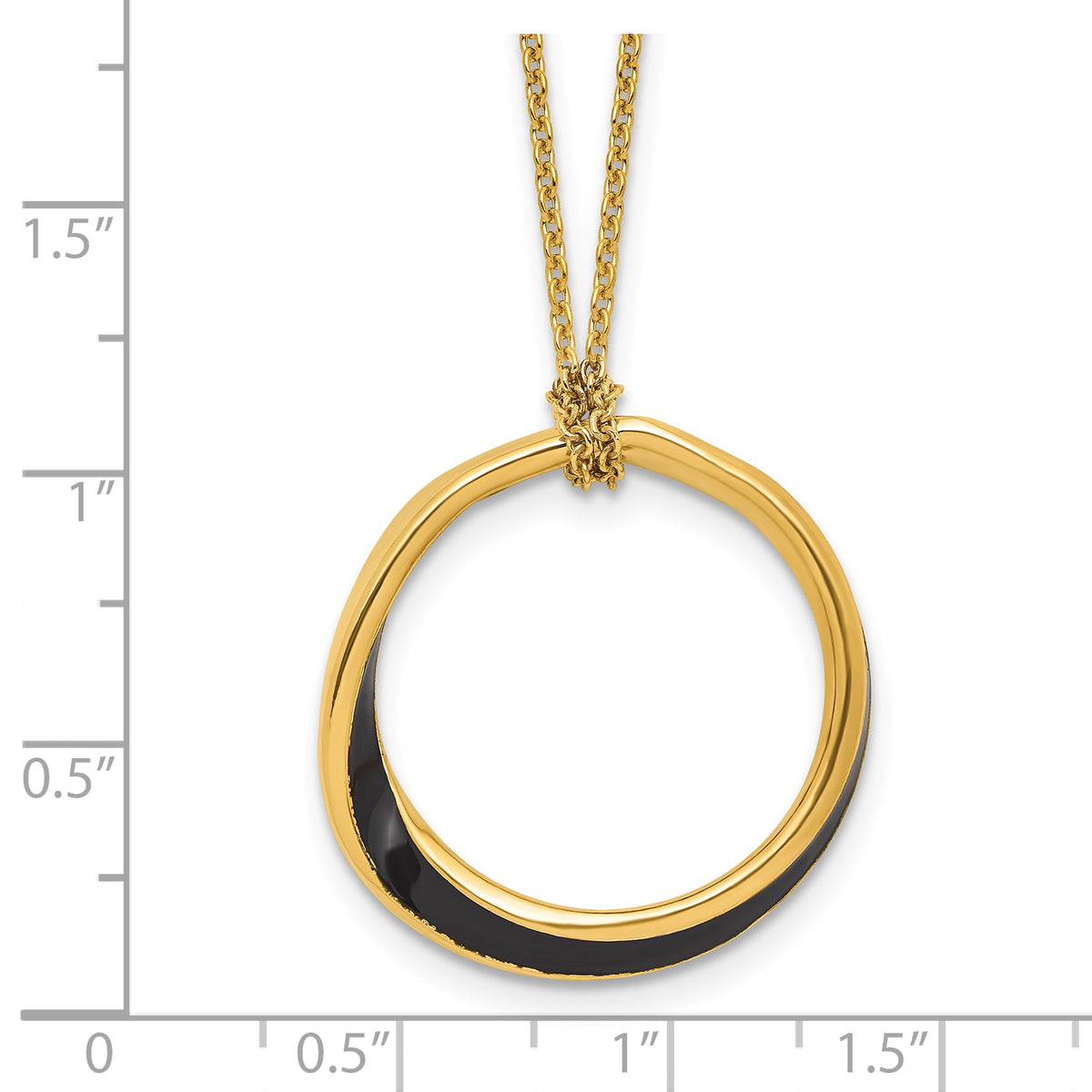 Sterling Silver Gold-tone and Black Enamel  with 2in. ext Necklace