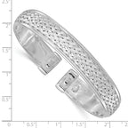 Sterling Silver Rhodium-plated Polished and Textured Cuff Bangle