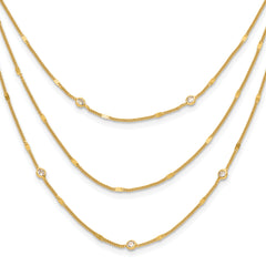 Sterling Silver Gold-tone CZ Layered with 1.5in ext. Necklace