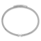 Sterling Silver RH-plated CZ Woven Flexible Cuff Bangle