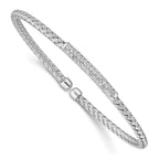 Sterling Silver RH-plated CZ Woven Flexible Cuff Bangle