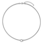 Sterling Silver Rh-plated CZ Polished Braid with 2in. ext Necklace