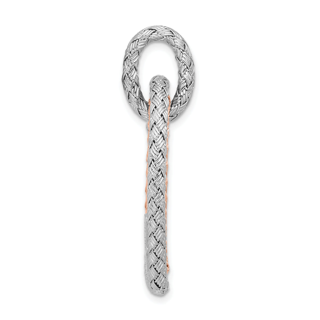 Sterling Silver Rh-plat and Rose-plated Woven Hearts Pendant