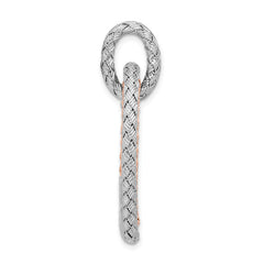 Sterling Silver Rh-plat and Rose-plated Woven Hearts Pendant