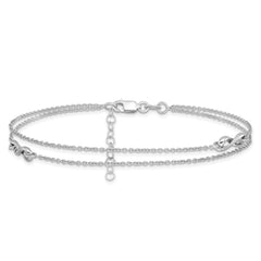 Sterling Silver Rhodium-plated Infinity 2-Strand 9 inch Plus 1 inch Extender - Total 10 inch Anklet