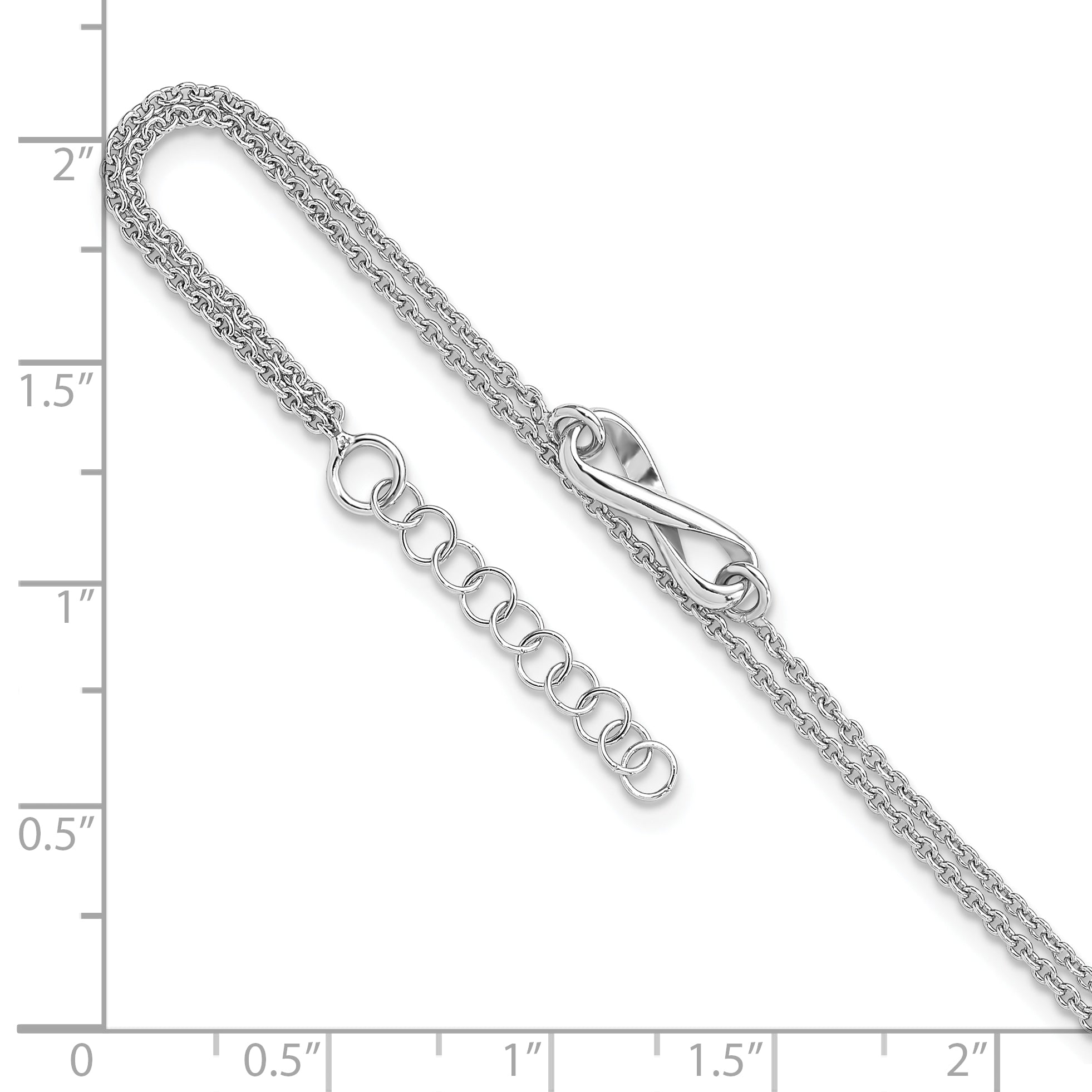 Sterling Silver Rhodium-plated Infinity 2-Strand 9 inch Plus 1 inch Extender - Total 10 inch Anklet