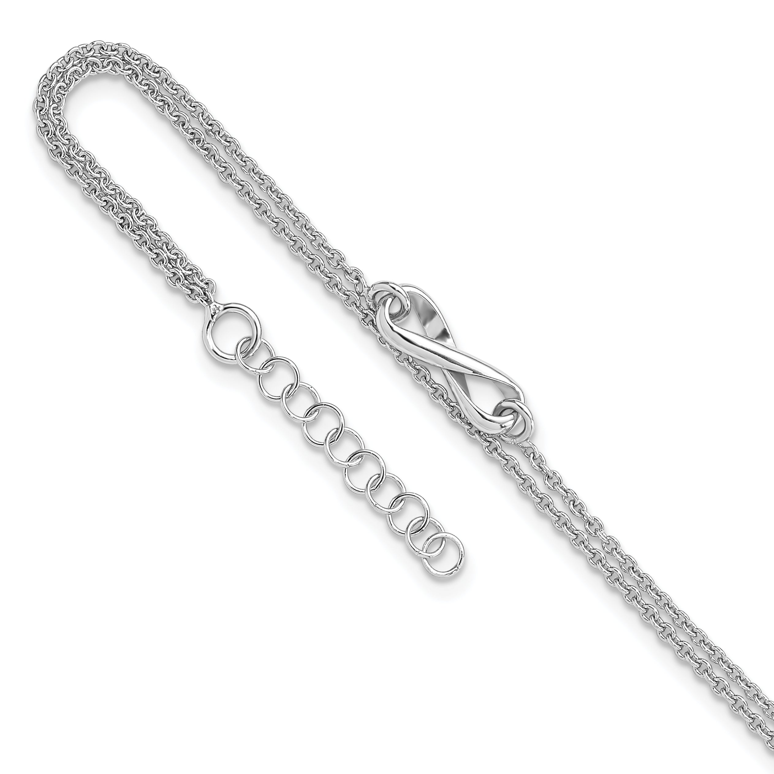 Sterling Silver Rhodium-plated Infinity 2-Strand 9 inch Plus 1 inch Extender - Total 10 inch Anklet Main image