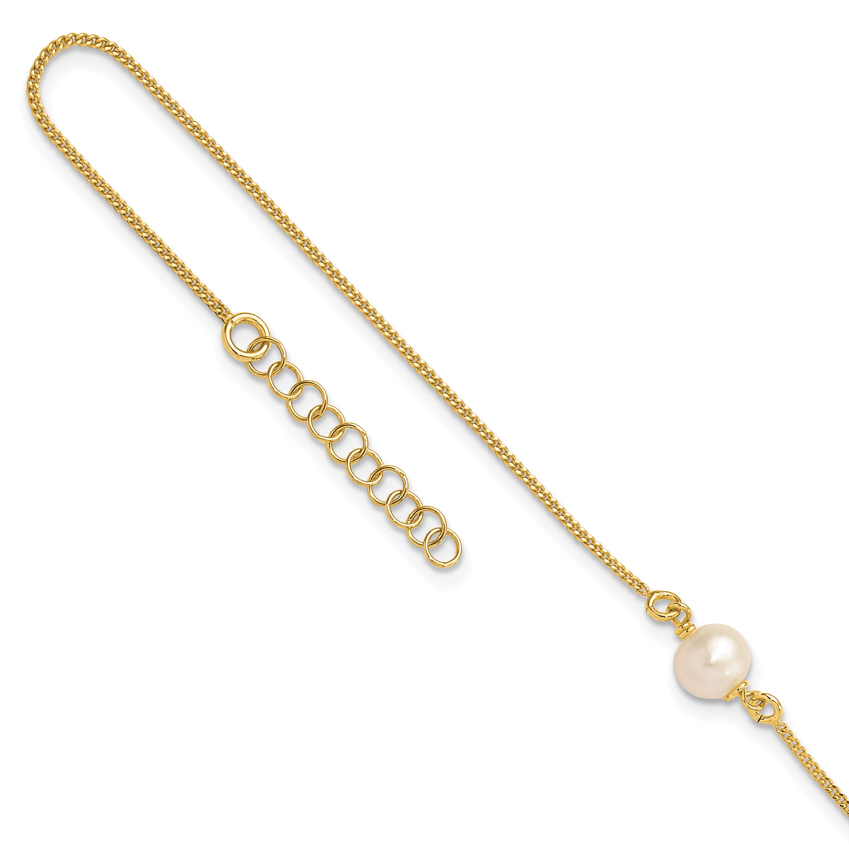 Sterling Silver Gold-tone FWC Pearl 9in. Plus 1in. ext. Anklet Main image