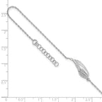 Sterling Silver Rhodium-plated CZ Wing 9 inch Plus 1 inch Extender - Total 10 inch Anklet