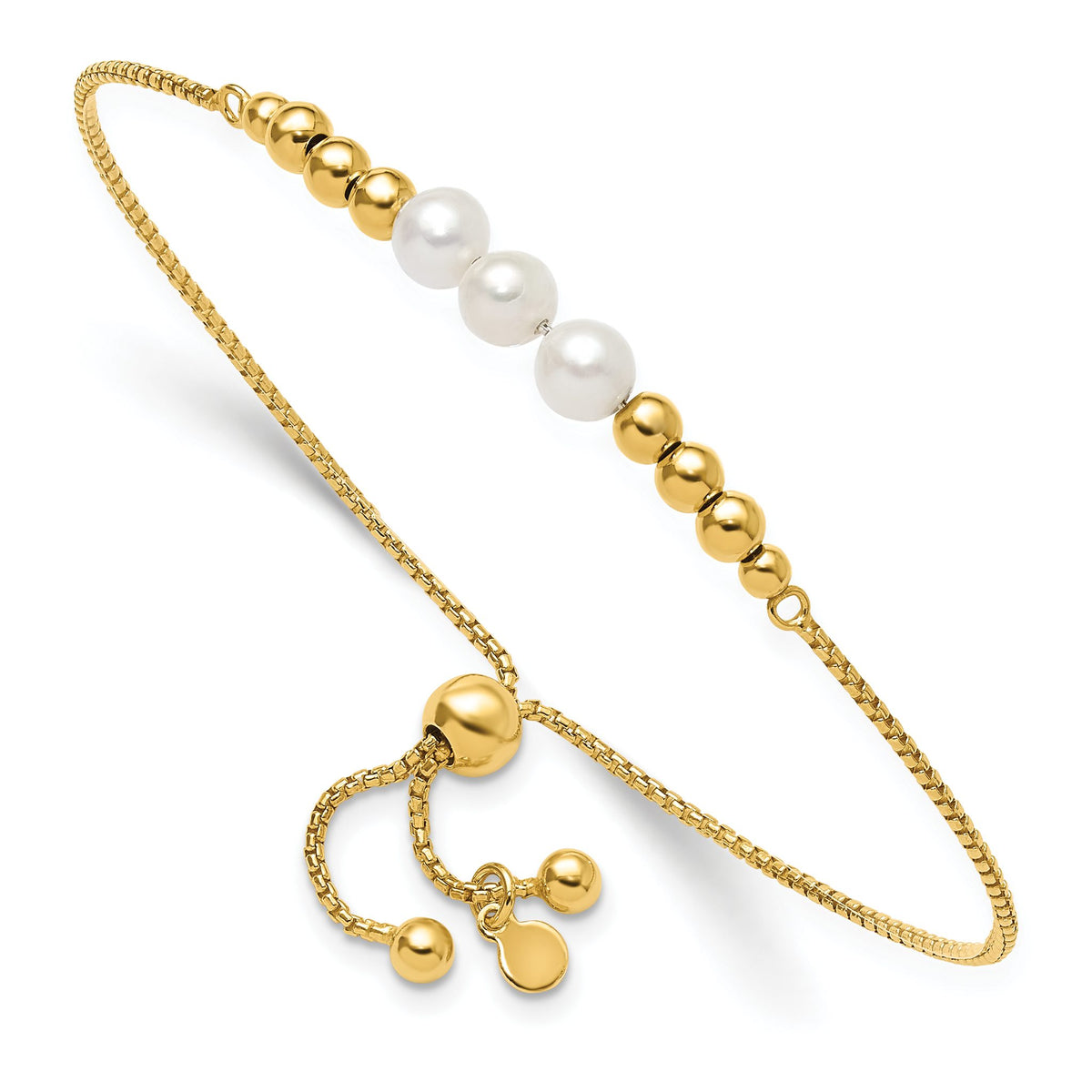Cultured Pearl Bolo Bracelet in Gold-Plated Sterling Silver, 5.7mm - Sophia Jewelers Main image