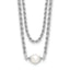 Sterling Silver Rhodium-Plated-plt Polish 2-strand FWC Pearl With 2 Inch Extention Necklac
