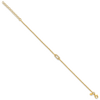 Sterling Silver Gold-plated Polished CZ with 1.5in ext. Bracelet