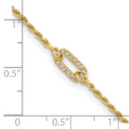 Sterling Silver Gold-plated Polished CZ with 1.5in ext. Bracelet