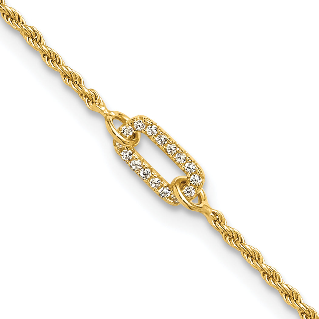 Sterling Silver Gold-plated Polished CZ with 1.5in ext. Bracelet Main image