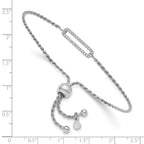 Sterling Silver RH-plated Polished CZ Adjustable Bracelet