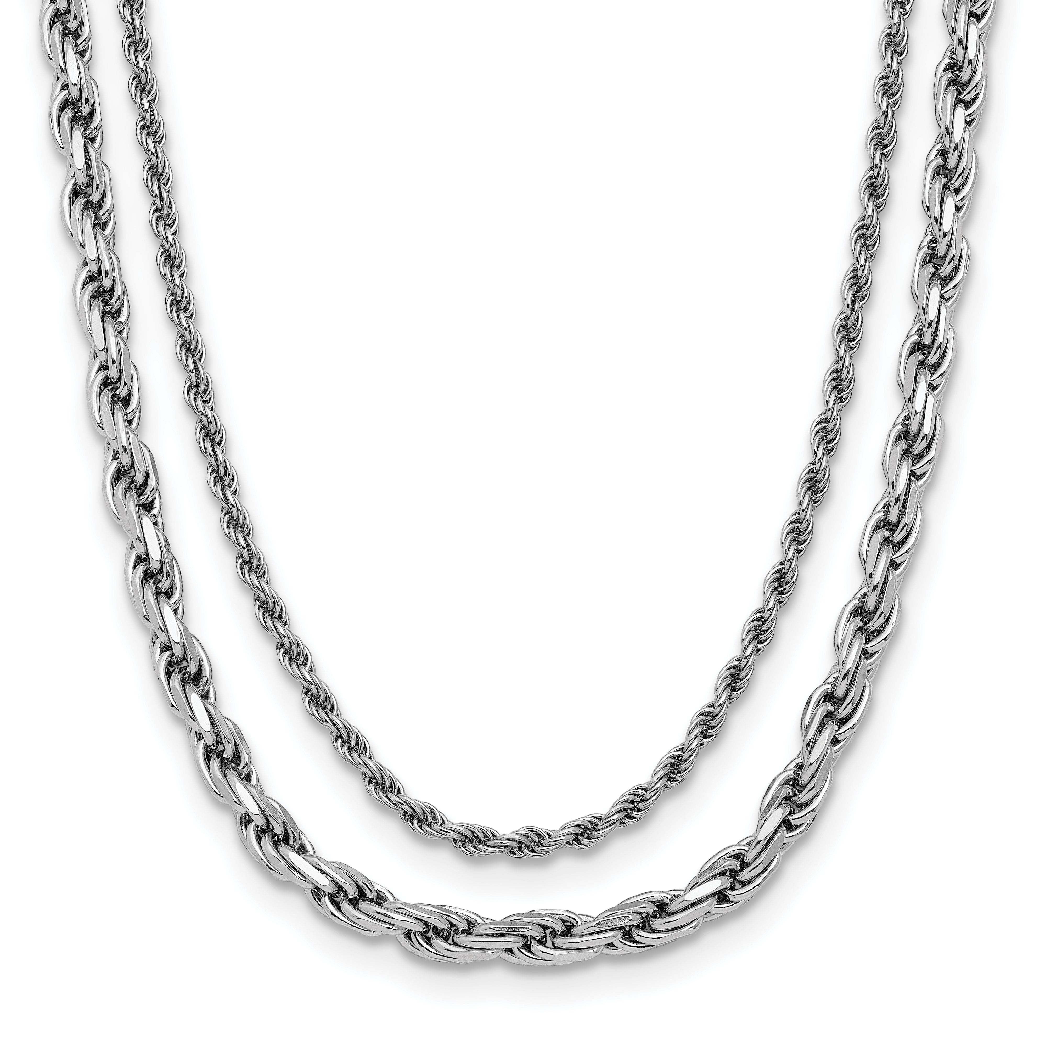 Sterling SilverRhodium-Rhodium-Plated Polished 2-Strand with 1.5in ext. Neckla