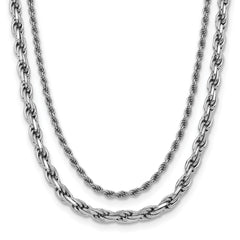 Sterling SilverRhodium-Rhodium-Plated Polished 2-Strand with 1.5in ext. Neckla