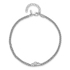Sterling Silver RH-plated Polished CZ 2-Strand 9 in Plus 1.5in ext