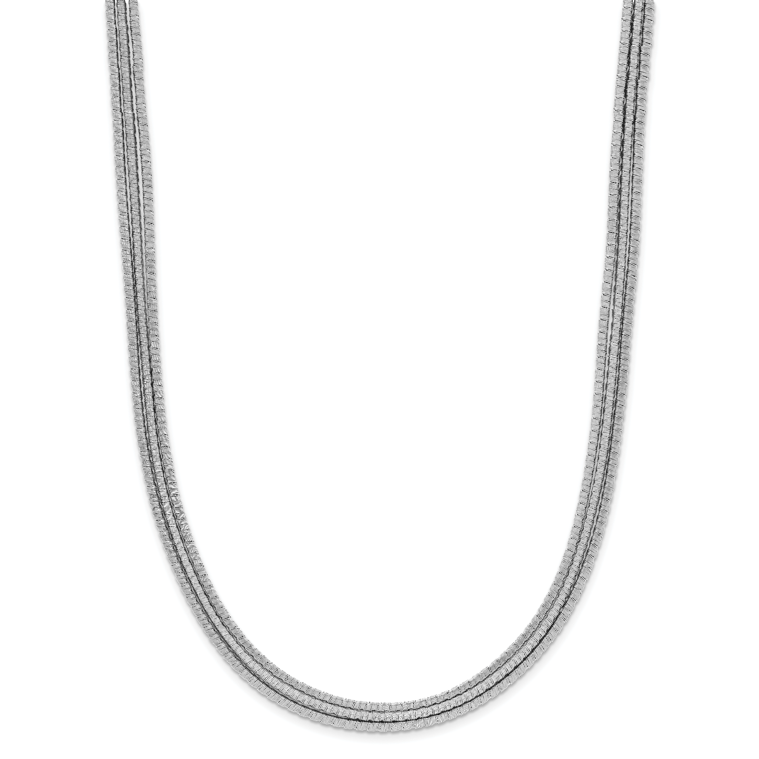 Sterling Silver Rhodium-Rhodium-Plated Textured 3-Strand Necklace Secondary image