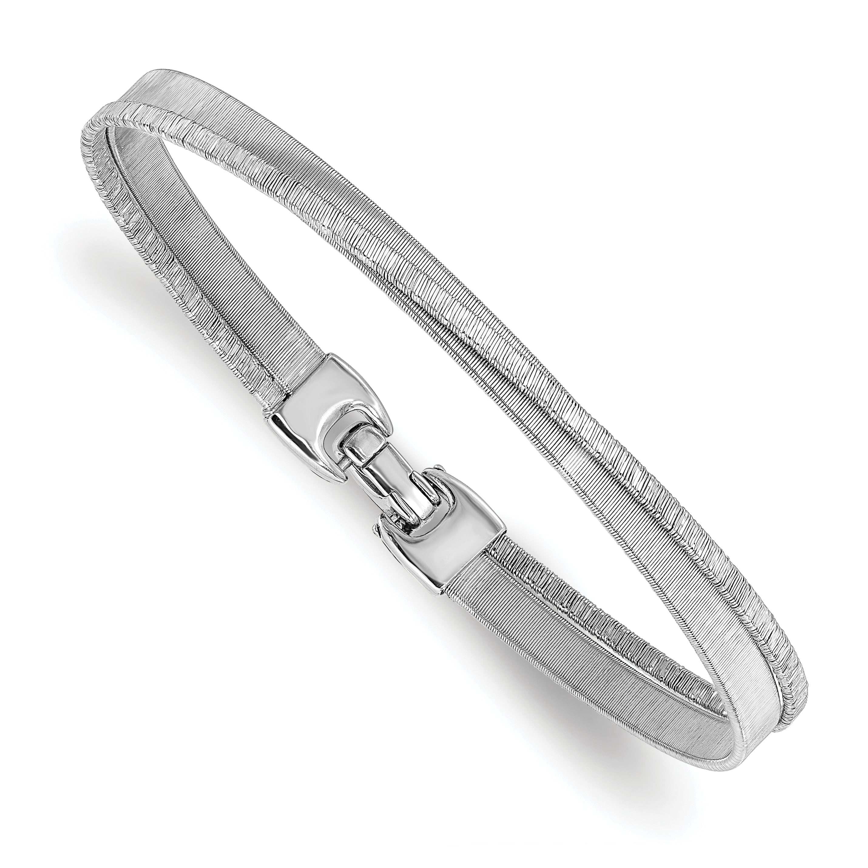 Sterling Silver Rhodium-Rhodium-Plated Polished and Textured Bracelet Secondary image