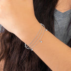 Sterling Silver Rh-plated Heart 3-strand w/ 1in ext. Bracelet