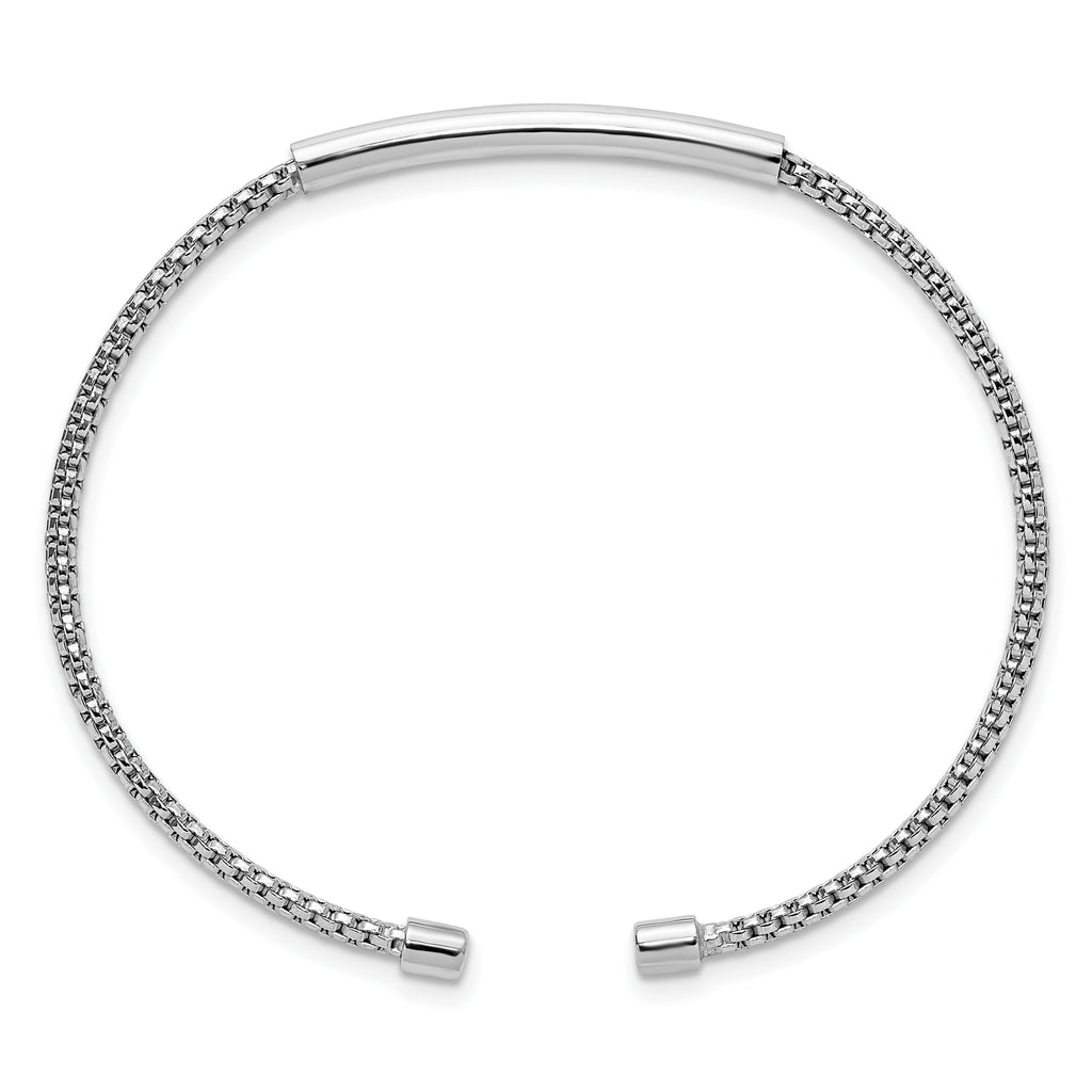 Sterling Silver Rhodium-plated Polished and Textured Cuff Bracelet