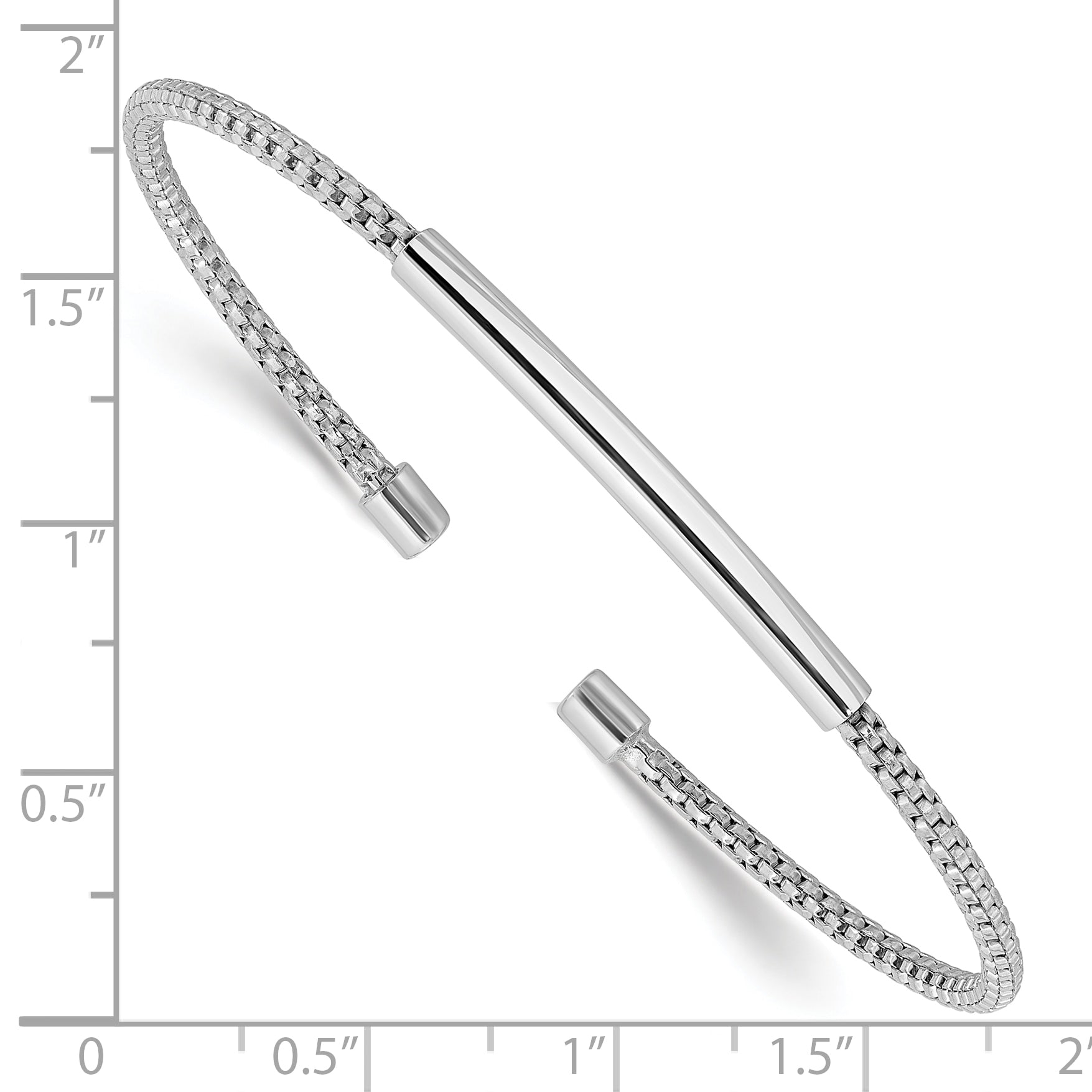 Sterling Silver Rhodium-plated Polished and Textured Cuff Bracelet