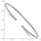 Sterling Silver Rhodium-plated Polished and Textured Cuff Bracelet