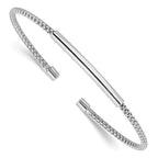 Sterling Silver Rhodium-plated Polished and Textured Cuff Bracelet
