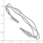 Sterling Silver Rh-plated Polished and Textured Wavy Cuff Bracelet