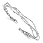 Sterling Silver Rh-plated Polished and Textured Wavy Cuff Bracelet