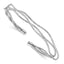 Sterling Silver Rh-plated Polished and Textured Wavy Cuff Bracelet