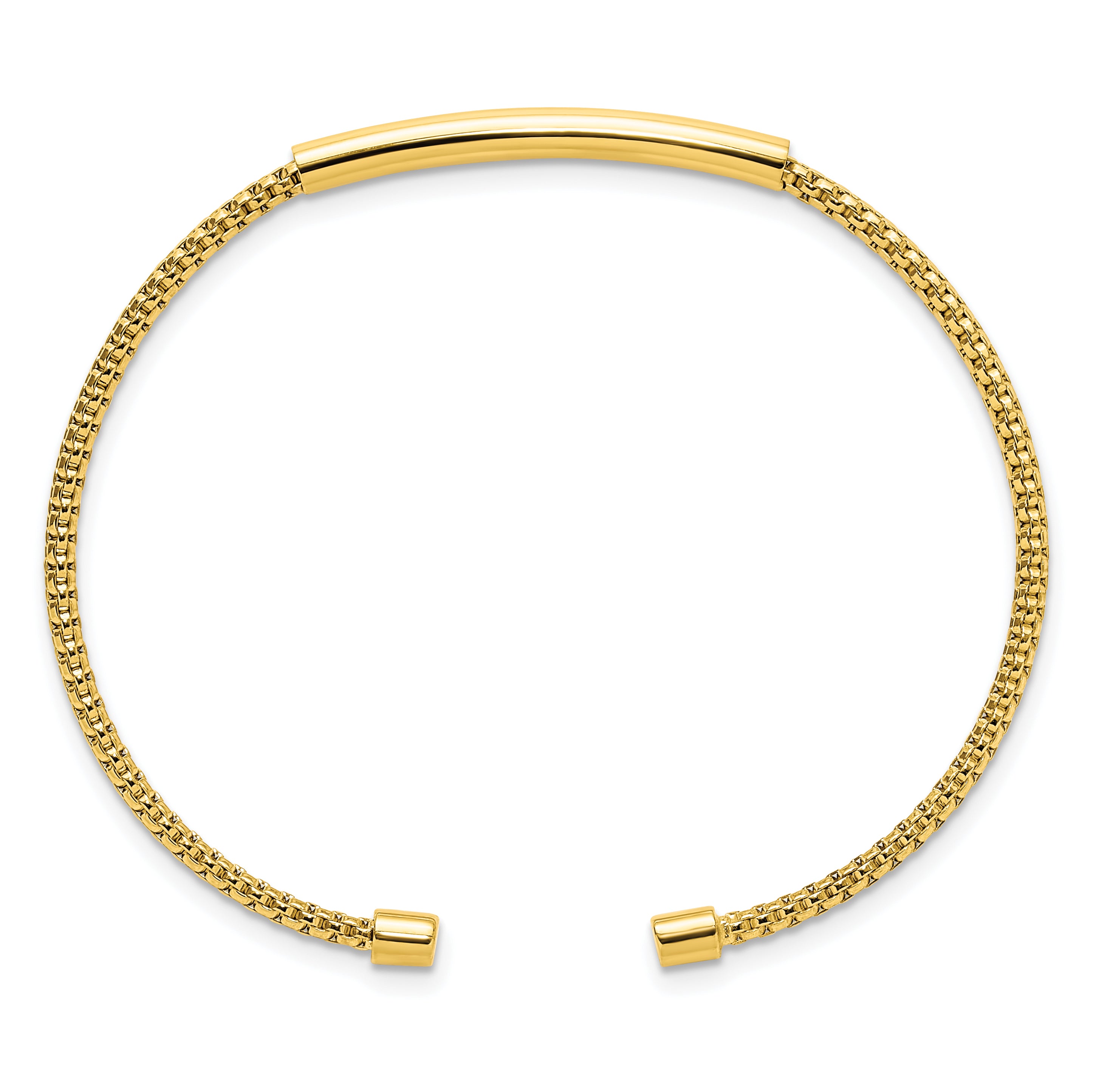 Sterling Silver Gold-plated Polished and Textured Cuff Bracelet