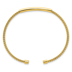 Sterling Silver Gold-plated Polished and Textured Cuff Bracelet