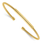 Sterling Silver Gold-plated Polished and Textured Cuff Bracelet