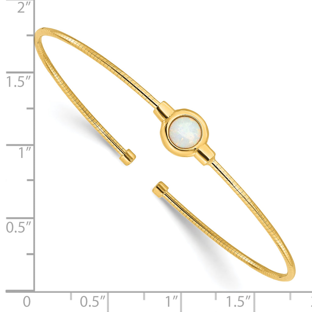 Sterling Silver Gold-plated Polished Opal Cuff Bracelet