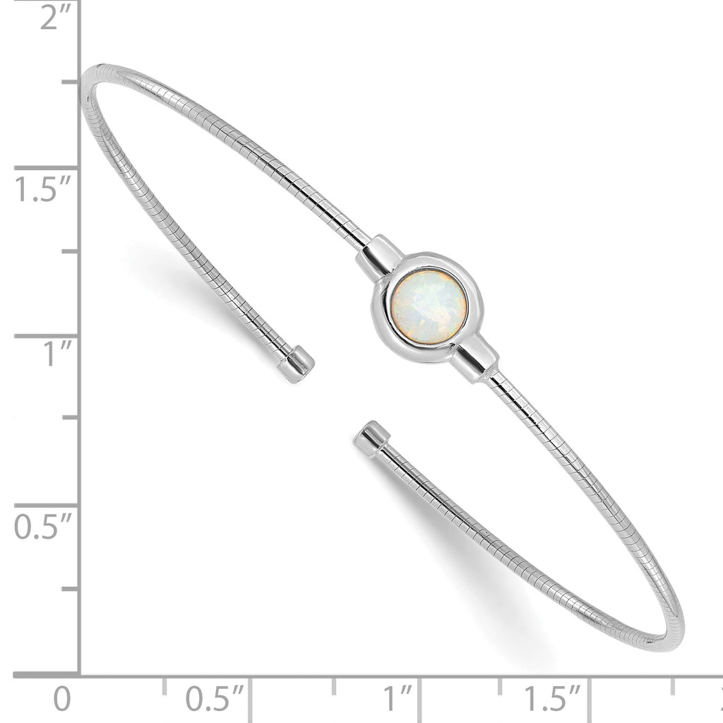 Sterling Silver RH-plated Polished Opal Cuff Bracelet
