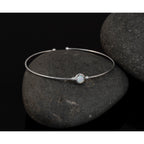 Sterling Silver RH-plated Polished Opal Cuff Bracelet